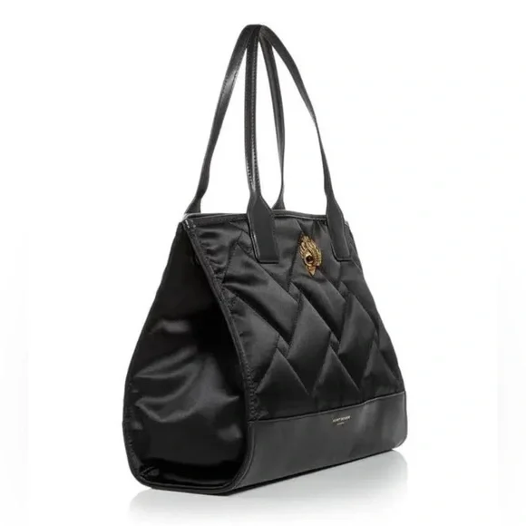 KURT GEIGER LONDON Black Quilted Recycled Shopper Bag Brass Eagle NWT - Picture 5 of 14